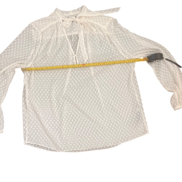 NYDJ Sheer White Swiss Dot Tie-Neck Blouse with Tank | Size Large | EUC - Picture 7 of 7